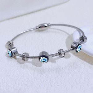 Anti Tarnish Silver Evil Eye Bracelet (3004)