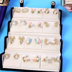 Trending 12 pair korean earrings with box (including trending flip box) (9249) 2