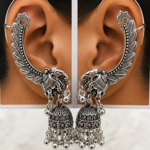 Oxidised Earcuff with jhumka danglers (502-309) (9458)